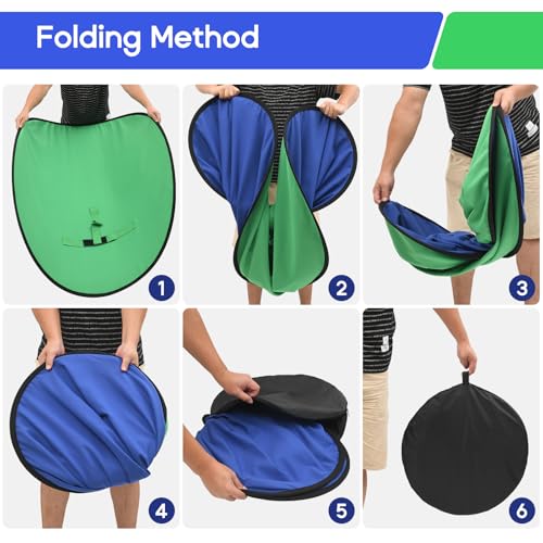 Portable Blue Green Screen Chair, 57 in Greenscreen Backdrop with Stand 2-in-1Double Sided Foldable Green Background, for Video Chats and Meetings, Photography, Photo Zoom, Streaming Games - color: Green/Blue