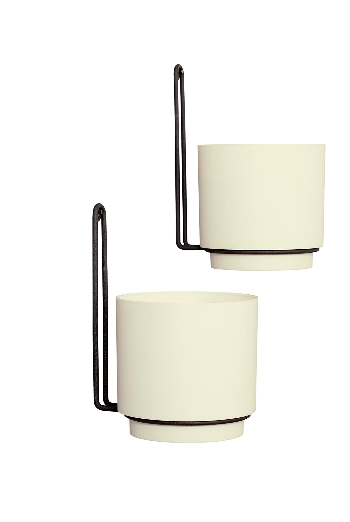 CISEANOL 2 Pcs Wall Mounted Hanging Planter Vase for Indoor and Outdoor Plants Modern Metal Wall and Ceiling Planter Minimalist Flower Pot (White, 5.91 inch)
