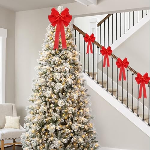 2 Packs Large Red Valentines Wreath Bows, Large Easter Spring Tree Topper Bow for Christmas Tree, Easter Bow, Valentine Decoration Home Front Door Outdoor Decor (12x20in)