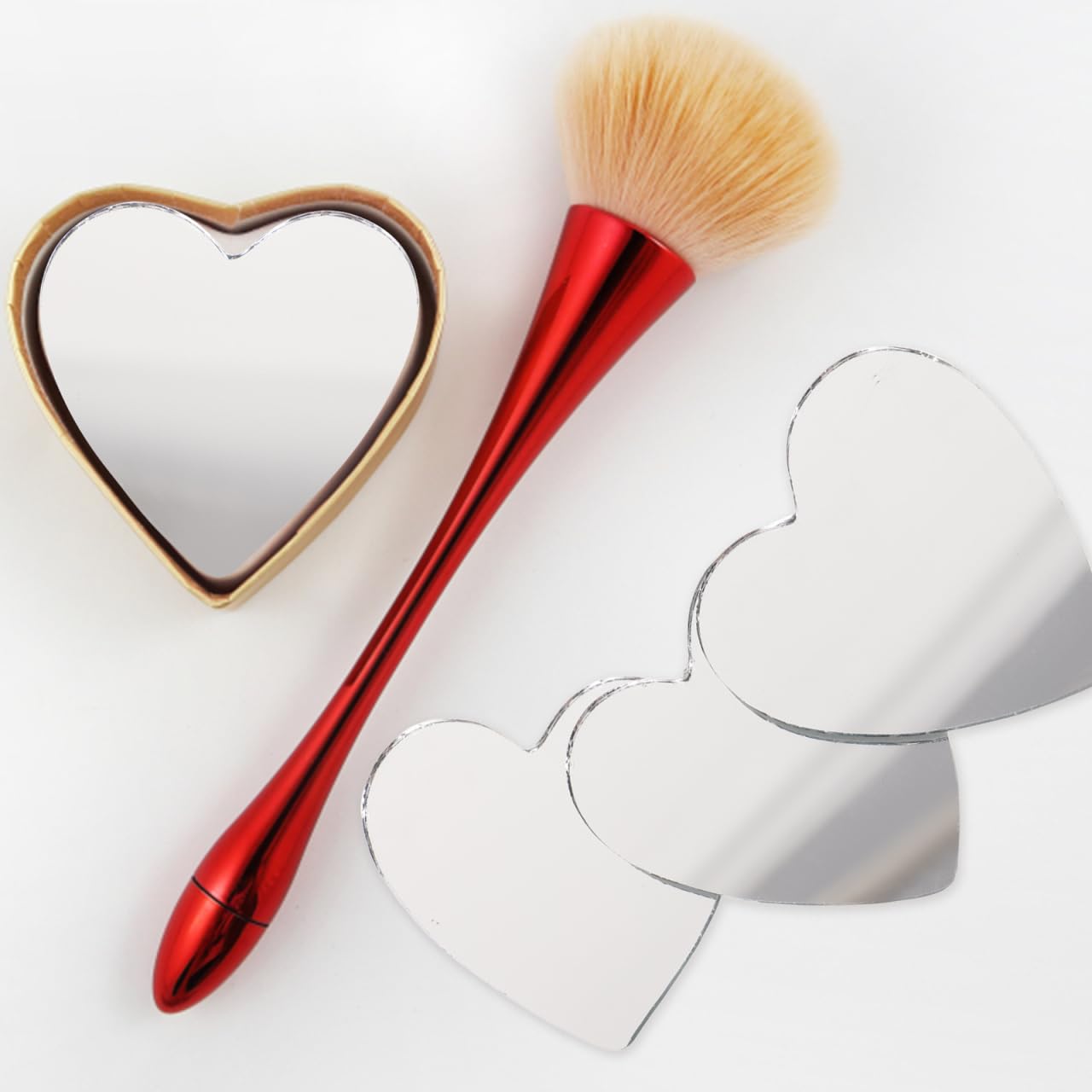 ULTNICE 20pcs Heart Shaped Glass Mirror Tiles: Mini Size Makeup Mirror for DIY Crafts, Portable Small for Handbag