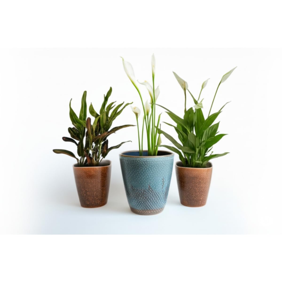 LYTIO Peyton Medium 11.8 in. Dia Blue Ceramic Patina Indoor Planter (CRM-090786)