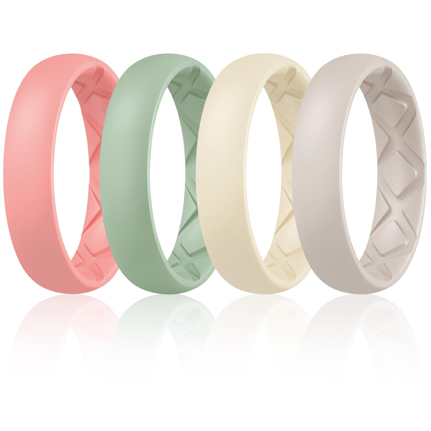 Egnaro Women’s Silicone Engagement Rings, Inner Arc Ergonomic Breathable Design with half sizes, Rubber Wedding Bands，5.5mm Wide-2mm Thick