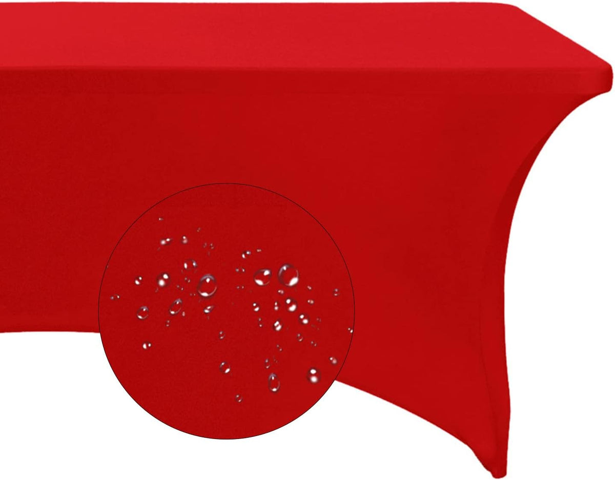 Spandex 8ft Waterproof Table Cover for Party,Wedding, Banquet, and Events(Red)