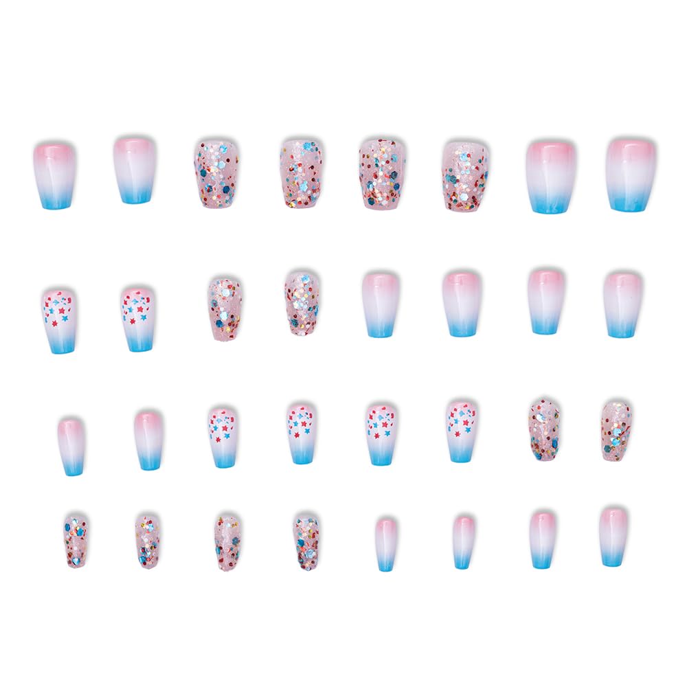 YN Young Nails Press On Nails - Glue On Fake Nails for Women,Medium Oval Shape, Includes Nail Glue, File, Tabs, Quick and Easy Application (Rocket Glitz)