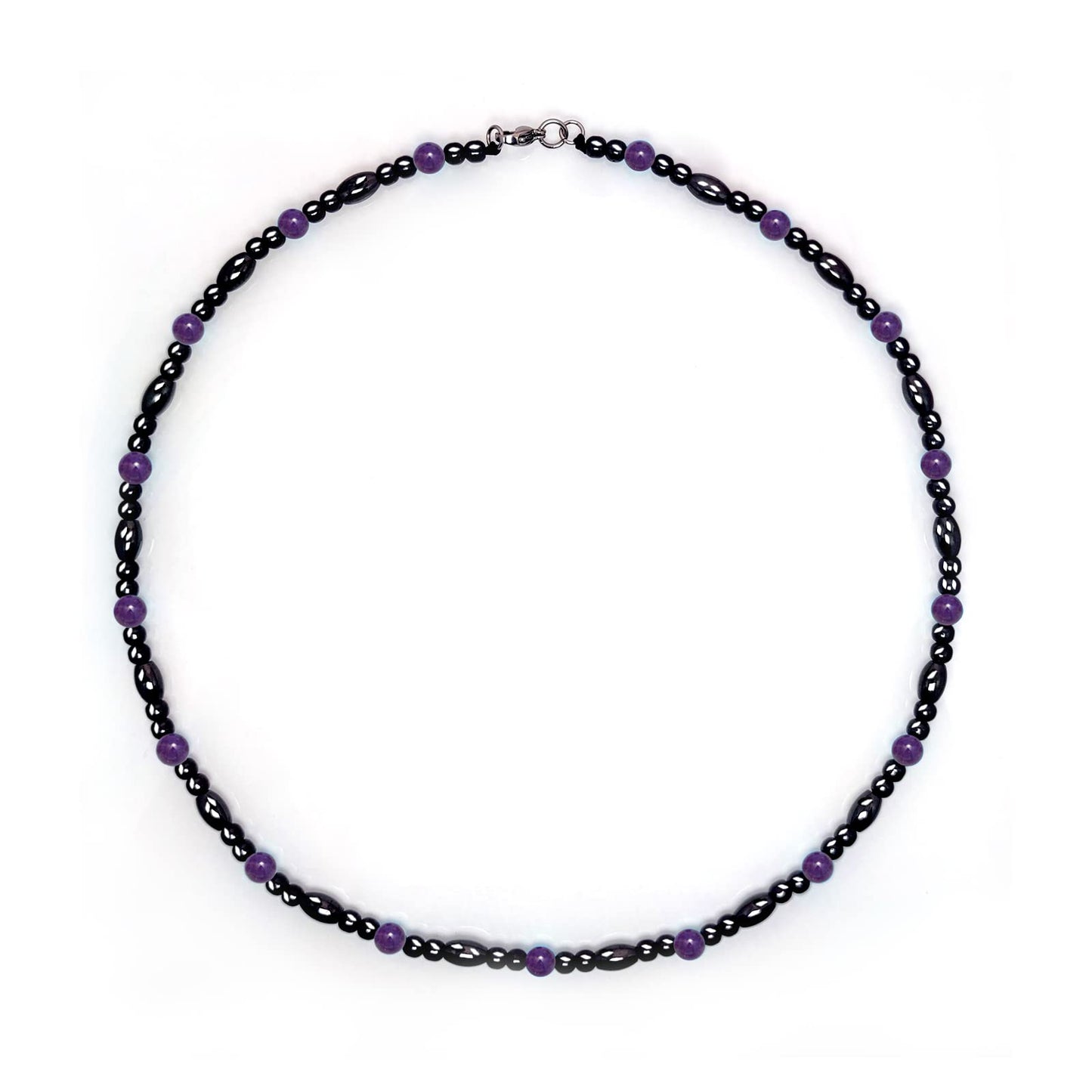 Hion Magnetic Necklace Black Obsidian Purple Amethyst Magnetic Necklace