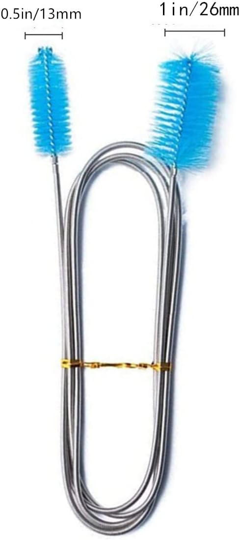 bnafes Aquarium Filter Brush Flexible Double Ended Bristles Hose Pipe Cleaner Stainless Steel Long Tube Cleaning Brush for Fish Tank or Home Kitchen (Sky Blue)
