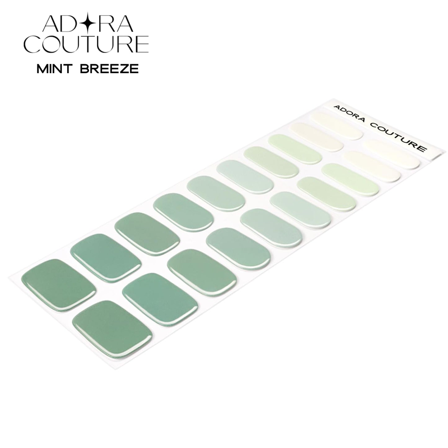 Semi-Cured Gel Nail Strips - 20 Salon-Quality Gel Sticker with UV Light Required, Long Lasting, Easy Application & Removal, Includes Prep Pad, Nail File, Wooden Stick (Green Mint)