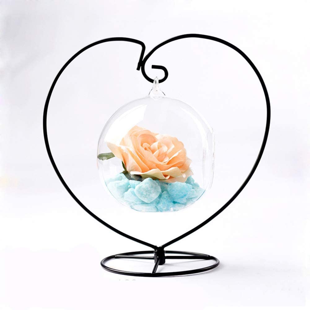 Archi Heart-Shaped Ornament Display Stand Iron Pothook Stand for Hanging Glass Terrarium (Heart-1)