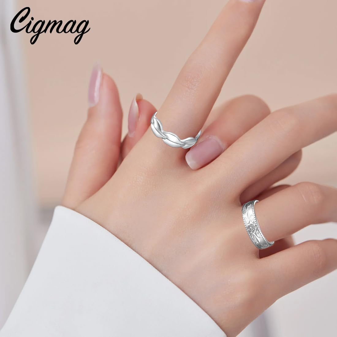 Cigmag 4PCS Copper Rings for Women Pure Copper Magnetic Ring Strong Magnet Adjustable Thumb Fingers Ring
