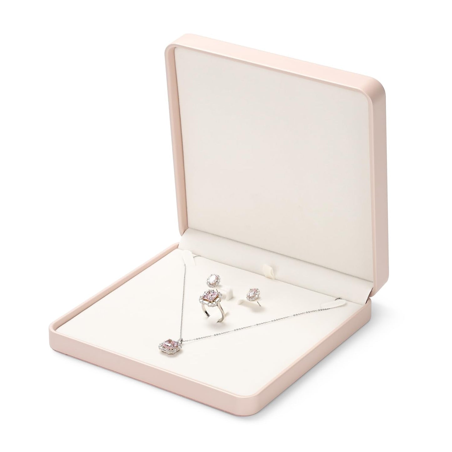 Oirlv Luxury Leather Jewelry Set Box Big Necklace Ring Storage Case Jewelry Gift Box for Bracelet Necklace Earring Ring (Pink)