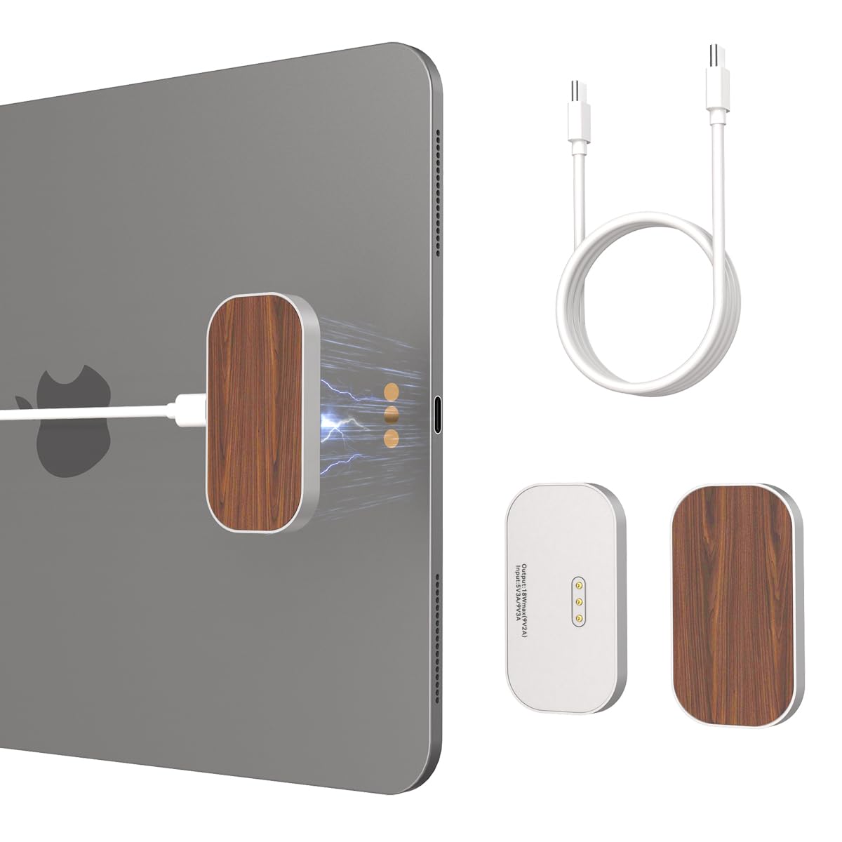 Magnetic Wireless Charger for iPad Pro iPad Pro 11 (2024/2025 M4) ONLY, 18W Fast Charging Smart Connector Charger, Aluminum Alloy Wireless Charging Pad with USB-C Cord Cable
