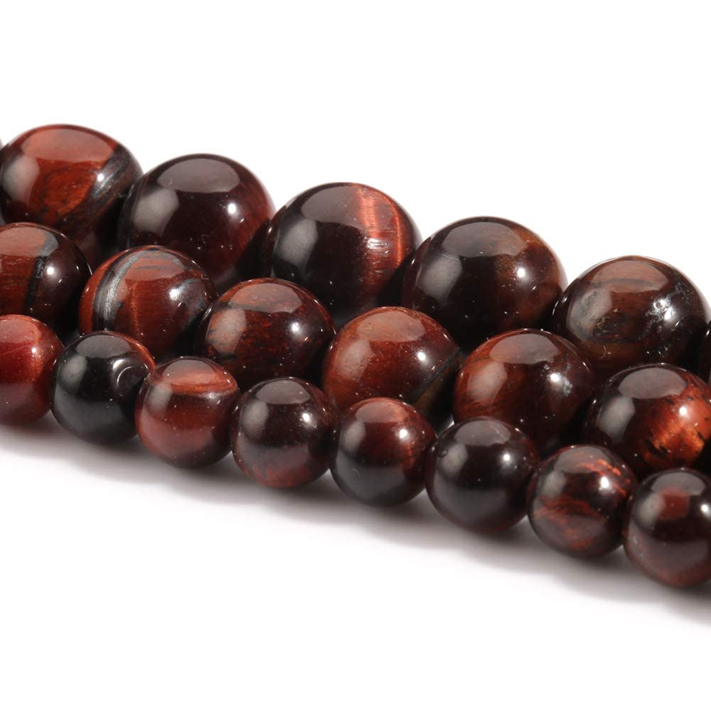 60pcs 6mm Red Tiger Eye Beads Natural Gemstone Beads Round Loose Beads for Jewelry Making