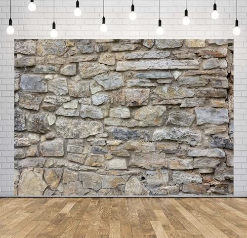 BELECO 17x10ft Fabric Rock Stone Wall Backdrop Vintage Brick Rock Stones, Rustic Wall Texture Background for Themed Party Decorations Home Decor Photoshoot Props - size: 17x10FT