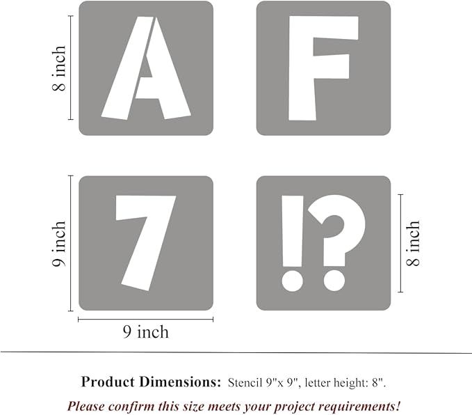 REOLAN 8 Inch Letter Stencils for Painting - 42 Pack Alphabet Letter and Number Stencil Templates with Signs for Painting, Reusable Letters Numbers Stencils for Chalkboard Wood Crafts & Wall Decor