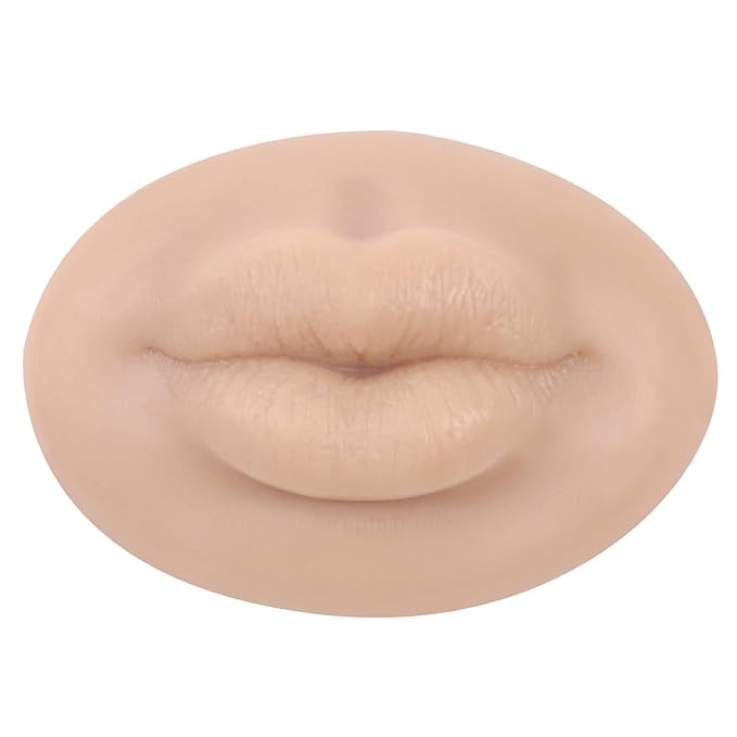 3D Silicone Fake Lips Large with Lipstick for Makeup Tattoo Practice Realistic Artificial Lip Mannequin for Beginners Artists (Thick Big Lip,Natural)