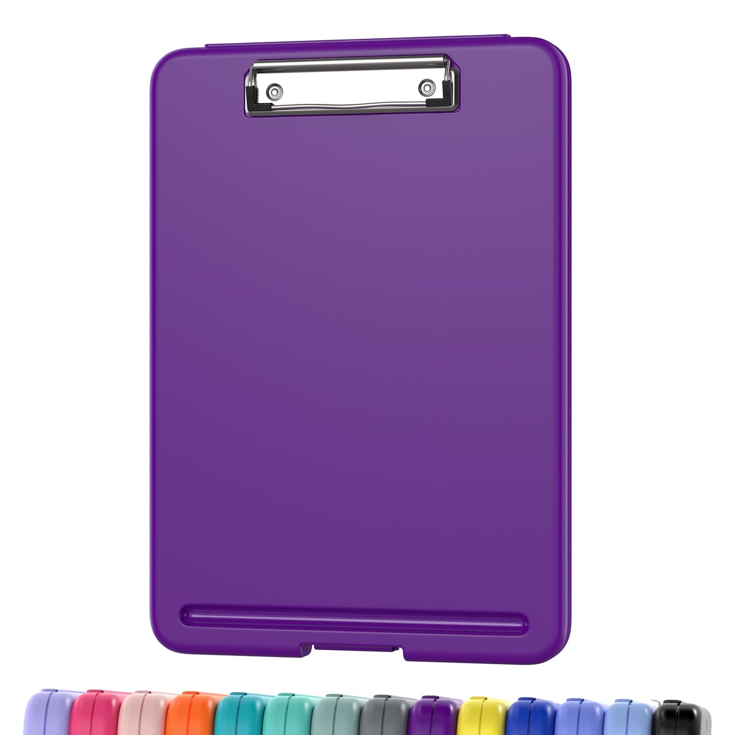 Clipboard with Storage, 8.5 x 11 Storage Clip Board with Low Profile Clip, Heavy Duty Nursing Foldable, Suitable for Classroom, Teacher, Coaches, Office School Supply(Purple)