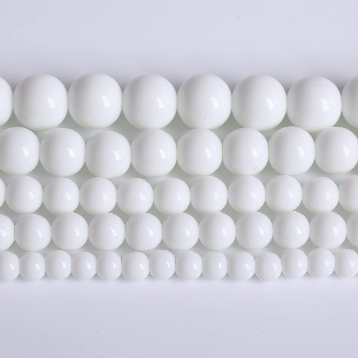 90PCS 8mm Natural White Porcelain Agates Stone Round Beads for Jewelry Making Spacer Loose Spacers Beads DIY Bracelets 32" 2 Strand