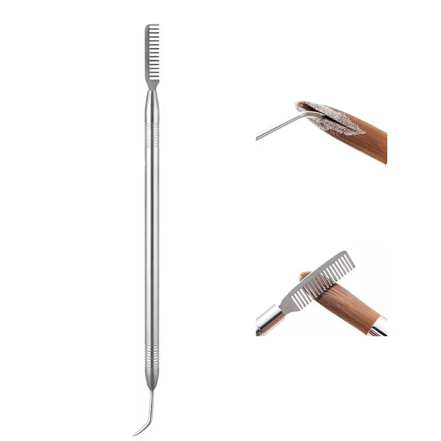 Acrylic Nail Brush Set, Size #10#14#16 Nail Sculpting Brushes with Dual-Ended Stainless Steel Nail Brush & Cuticle Pusher, Professional Manicure Kit for Acrylic Application & DIY Manicure