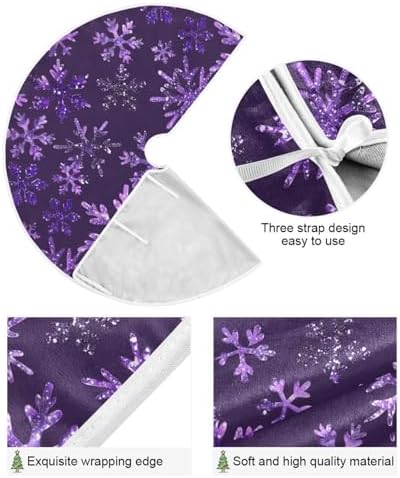 Christmas Purples Snowflakes Tree Skirt Seasonal Tree Mat Xmas Tree Base Cover Mat Home Holiday Party Indoor Outdoor Decorations Ornaments 35.4 Inches