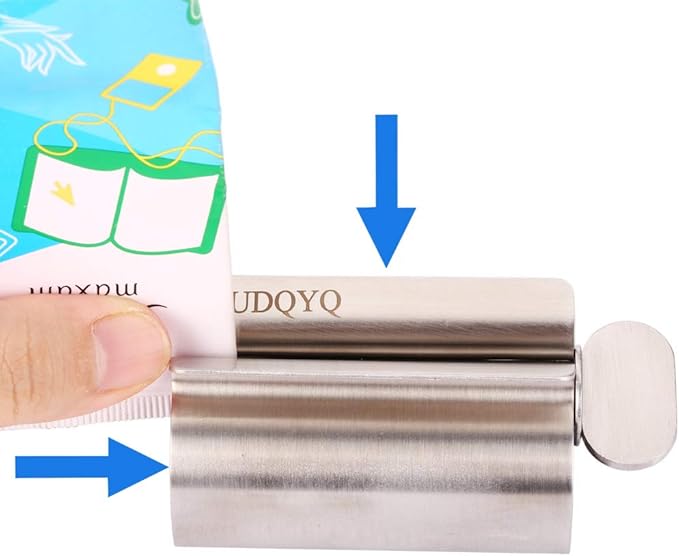 Toothpaste Squeezer - Metal Tube Squeezer Stainless Steel Tube Wringer UDQYQ Toothpaste seat Holder Stand (Silver)