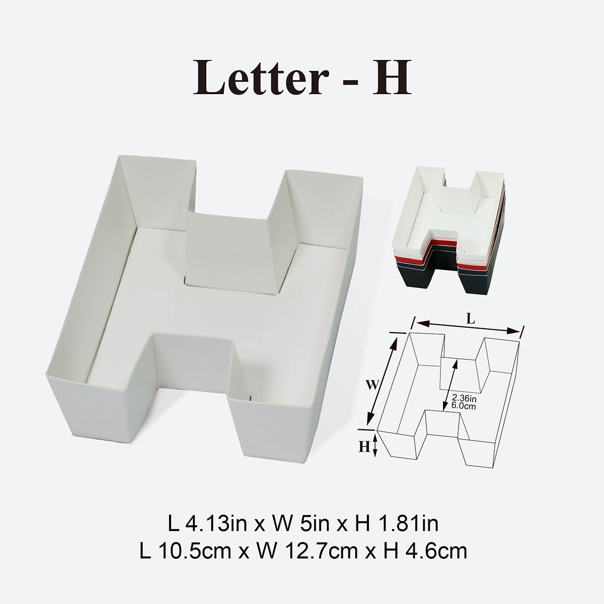 Geoto 25.7"x6"x2" Pink/Red/White/Black/Navy Blue Creative Teachers' Day Cardboard Gift Packaging Idea Fillable TEACH Letter Shaped Gift Boxes(White with Window)