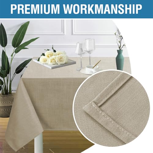 H.VERSAILTEX Linen Textured Table Cloths 60 x 120 Inch Premium Solid Tablecloth Spill-Proof Waterproof Table Cover for Dining Buffet Feature Extra Soft and Thick Fabric Wrinkle Free, Taupe - color: Taupe, size: 120" x 60" (Rectangular)