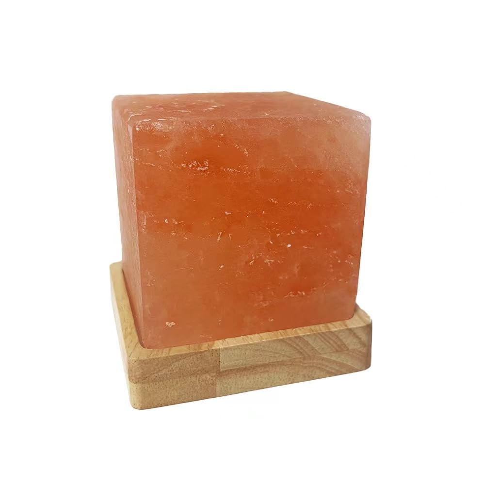 YZYOE USB Himalayan Warm Light Salt Lamp, Atmosphere Decorative Salt Light with Solid Wood Base, Natural Crystal Rock BedHead Night Lamp, Gift of Handicrafts for Friends.