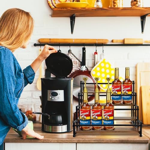 Klxuyuo 4-Tier Coffee Syrup Rack for 20 Bottles (750ml)–Sturdy Coffee Syrup Organizer Holder for Kitchen, Café, Office - size: Large 4 tier