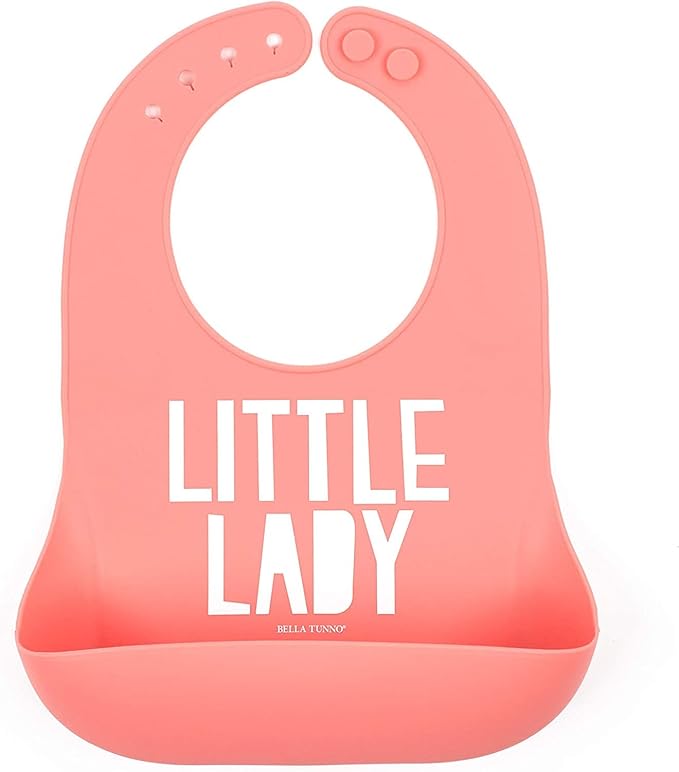 Bella Tunno Wonder Bib - Adjustable Silicone Baby Bibs for Girls, Durable and Waterproof BPA Free Silicone, Little Lady
