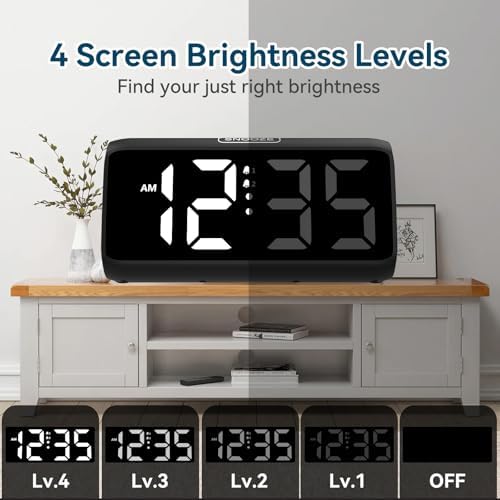 Netzu Loud Alarm Clock for Heavy Sleepers Black and White