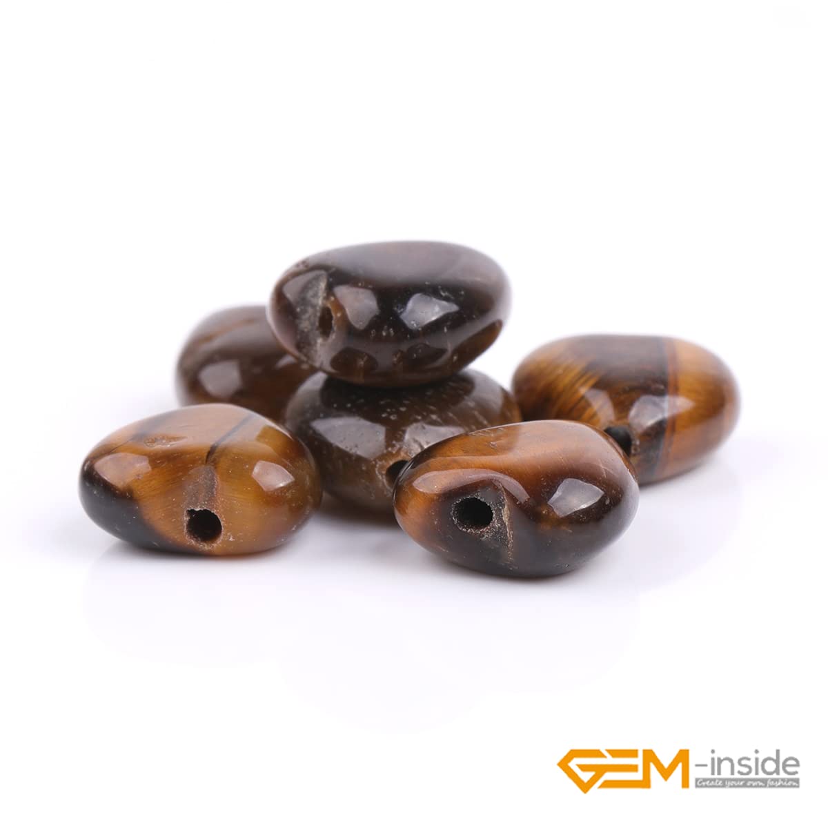 GEM-Inside 10mm Heart Charms Natural Yellow Tiger Eye Gemstone Stone Beads for Jewelry Making Full 15" Strand Power Energy Healing Chakra Stone Beads