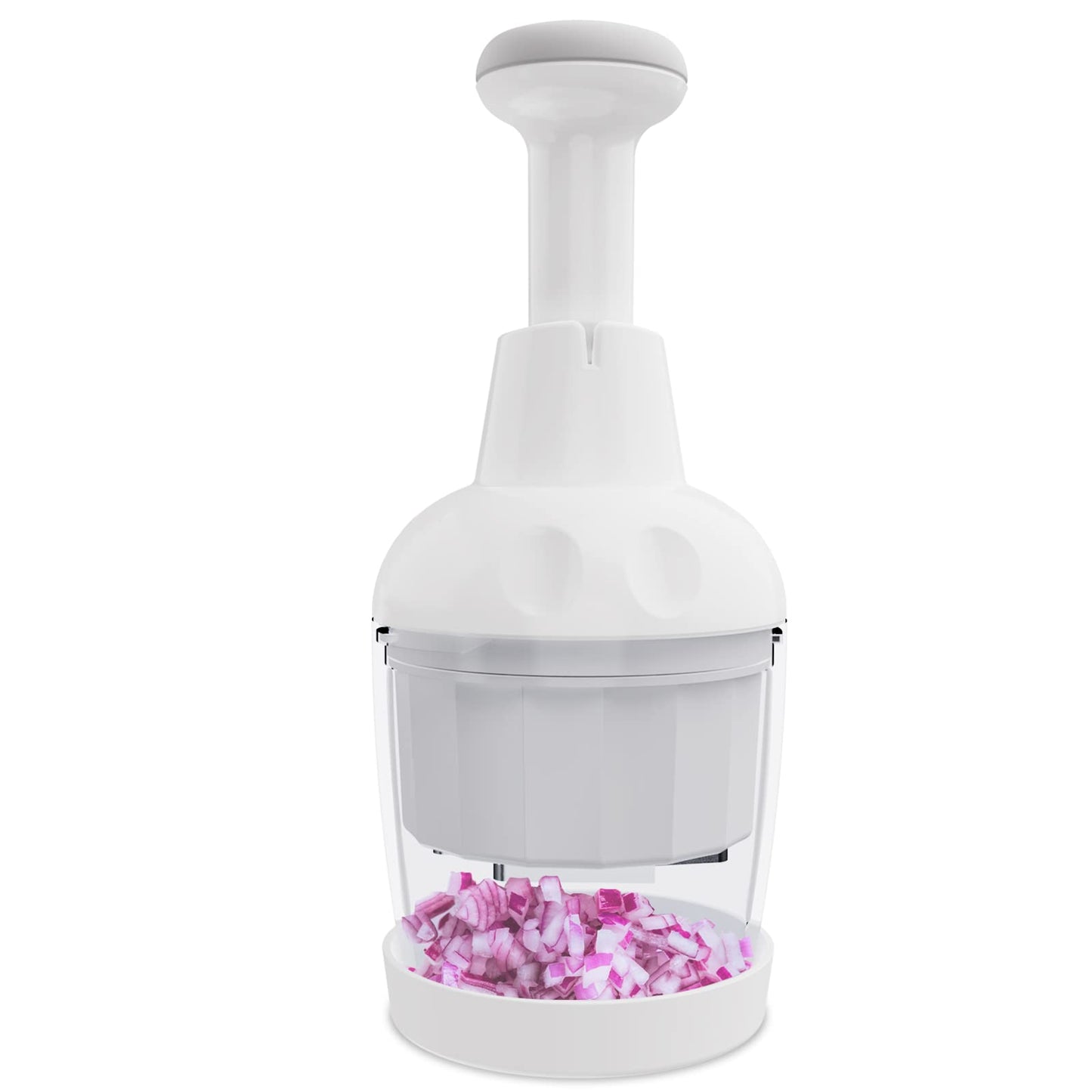 Food Chopper, Handheld Veggie Chopper for Vegetable, Onion, Garlic, Nut, Hand Vegetable Cutter, Dishwasher-safe, Stainless Steel Blade, White.