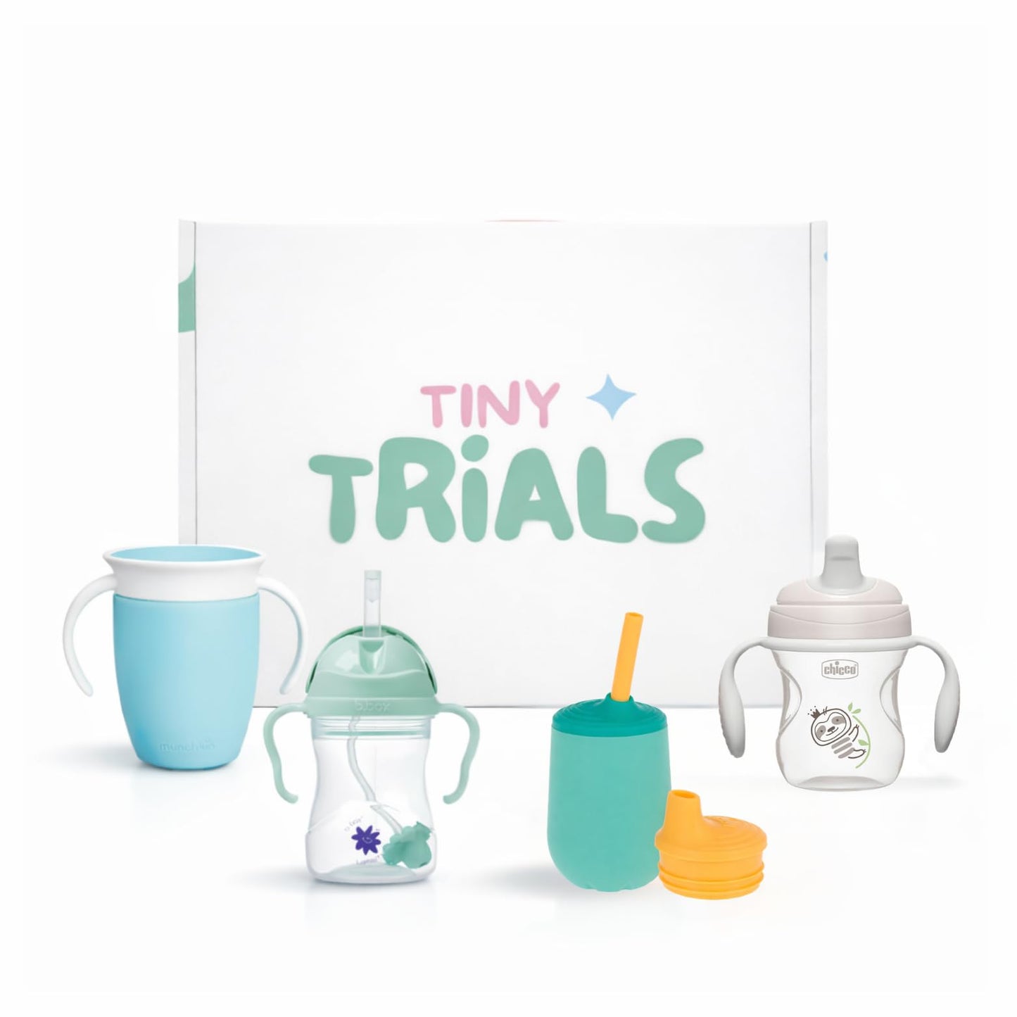 Tiny Trials Sippy Cup Variety Pack & Training Cup Set for Babies 6+ Months – Spill-Proof, Straw, Spout & 360° Trainer Cups Featuring Chicco, Lansinoh, Nuby & Munchkin – Baby Transition Cups Gift Set