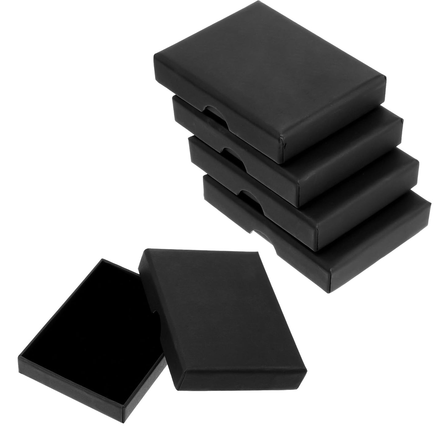 5 Pcs Small Jewelry Gift Boxes Cardboard Black Small Gift Boxes With Lids For Presents 2.75x3.54x0.63in Cotton Filled Empty Square Pendent Storage Case For Necklace Bracelet Earring Birthday Wedding