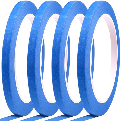 Blue Painters Tape 1/4 Inches x 30 Yards - Multi Surface Use - 120 Yards Total - 4 Rolls - size: 0.25"