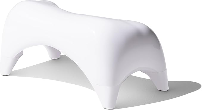 TUSHY Ottoman: A Premium Toilet Stool for The Bathroom, Modern Sleek Design | Squatting Position Helps Improve Bowel Health & Relieve Constipation (Relaxed 7.5", White/White)