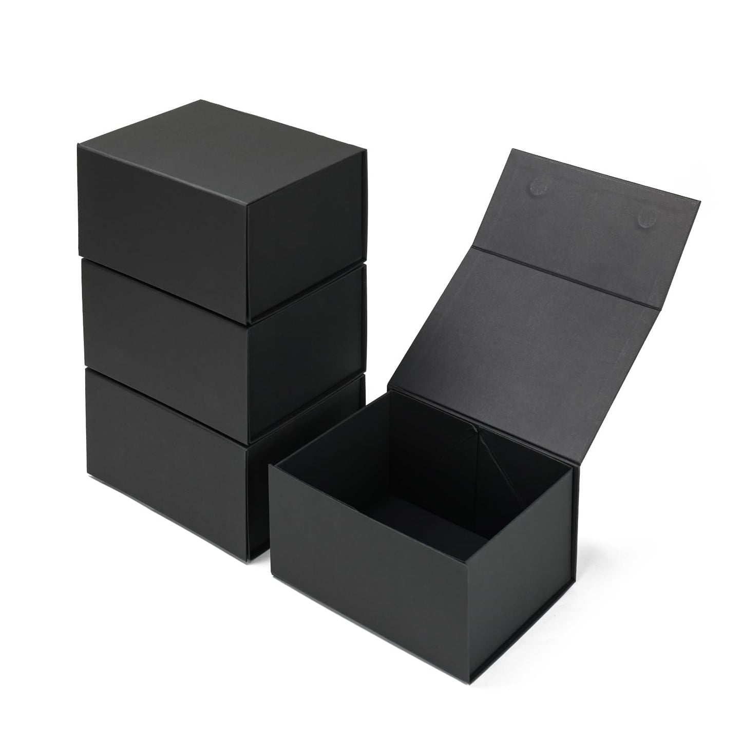 Ditwis 4 Pack 8x6x4 Inches Gift Boxes with Magnetic Closure Lids, Black Magnetic Box for Wedding, Groomsmen Bridesmaid Proposal, Birthdays, Mother's Day
