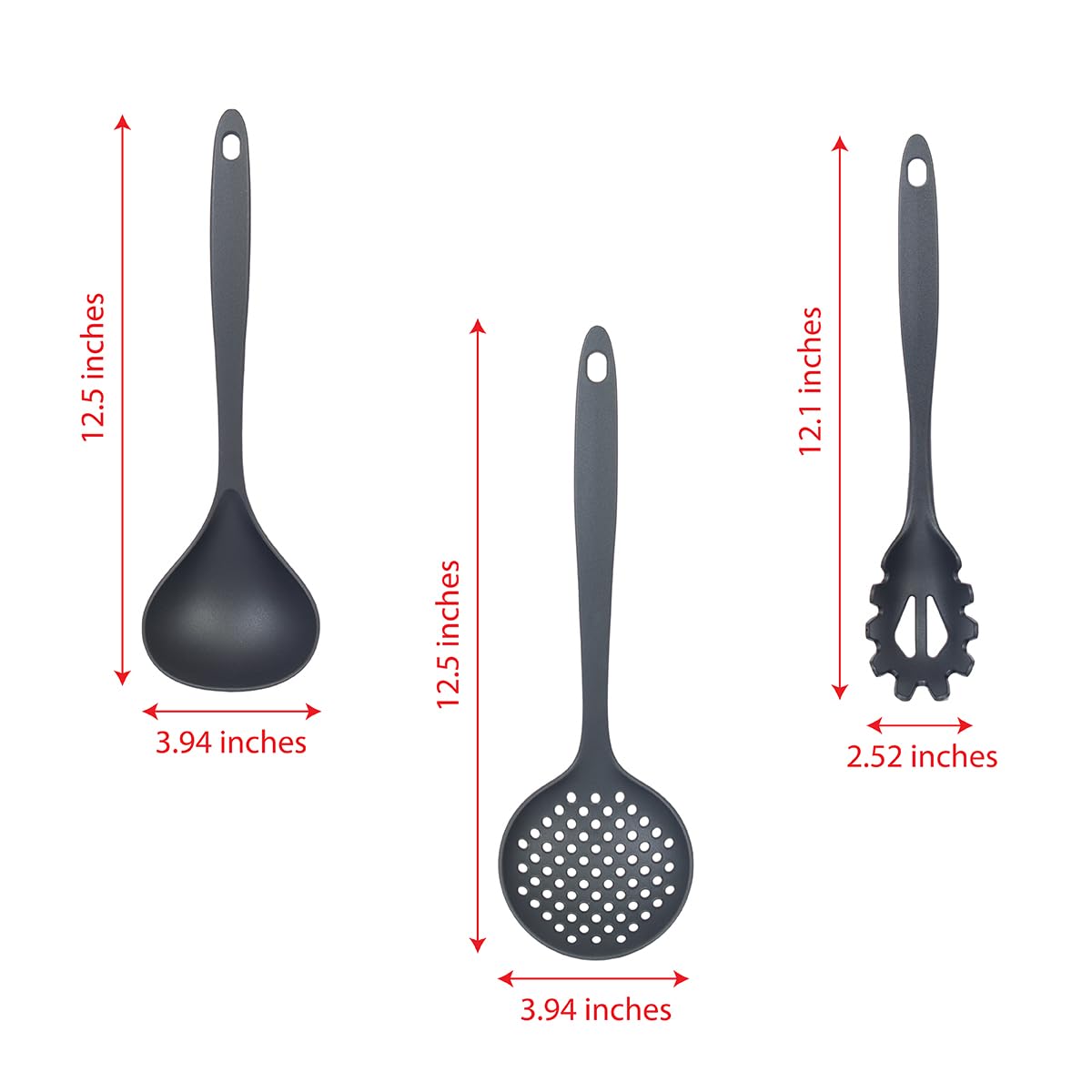 Glad Cooking Kitchen Utensils Set – 7 Pieces, Nylon Tools for Nonstick Cookware, Gray