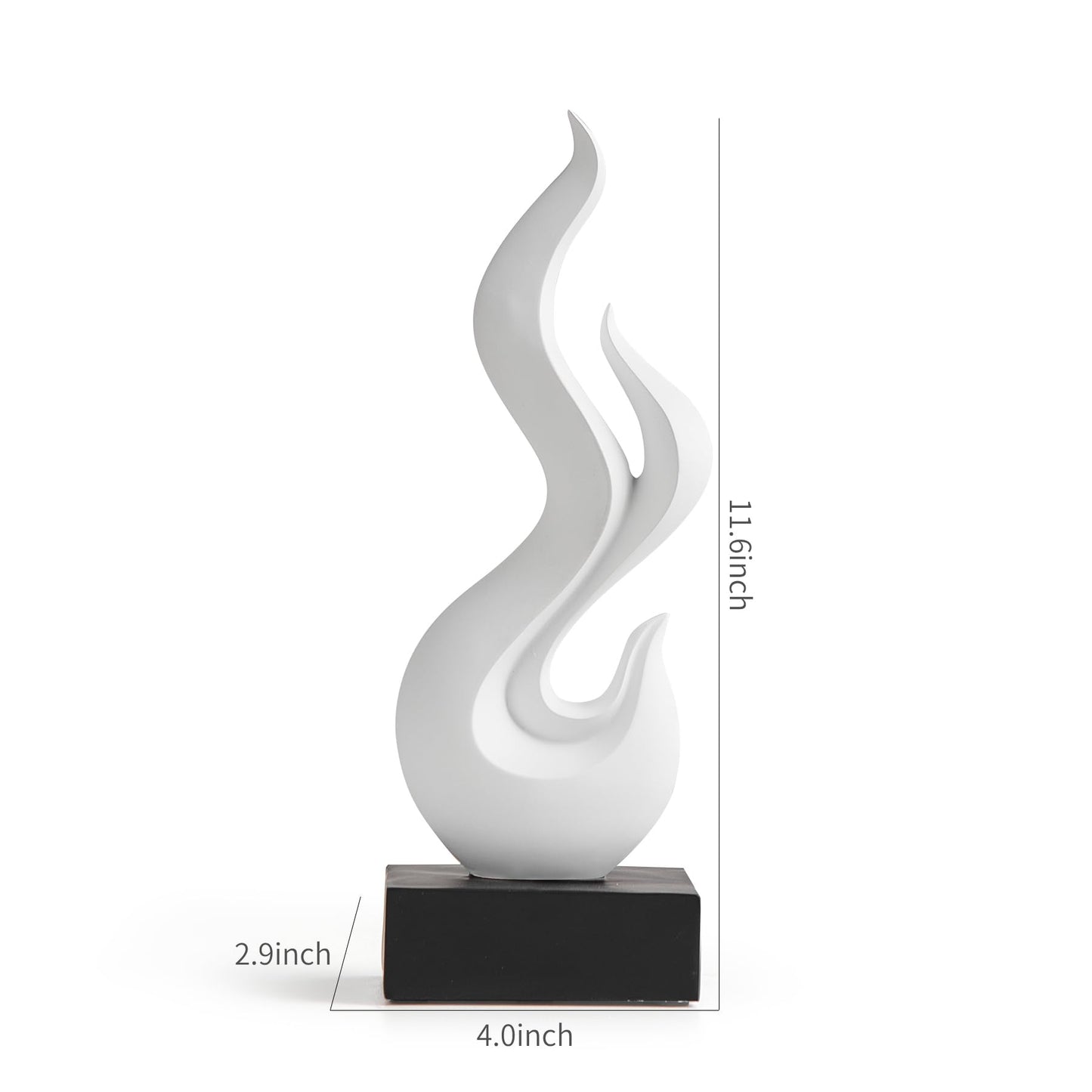 Modern Abstract Art Table Decoration, Gold Decor Flame Statue for Living Room Home, Black Shelf Decor Accents, Abstract Art Resin Sculpture for Dining Room, Office & Coffee Table Centerpiece (White)