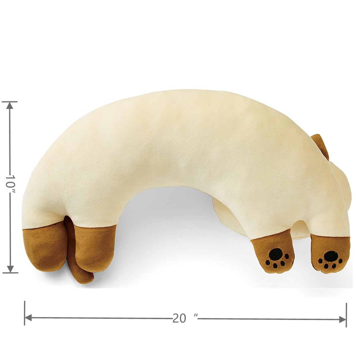 Furvana U-Shaped Cat Plush Pillow, Cute Plushies, 20" - Ultrasoft Cat Stuffed Animal, Birthday Gift (Brown)