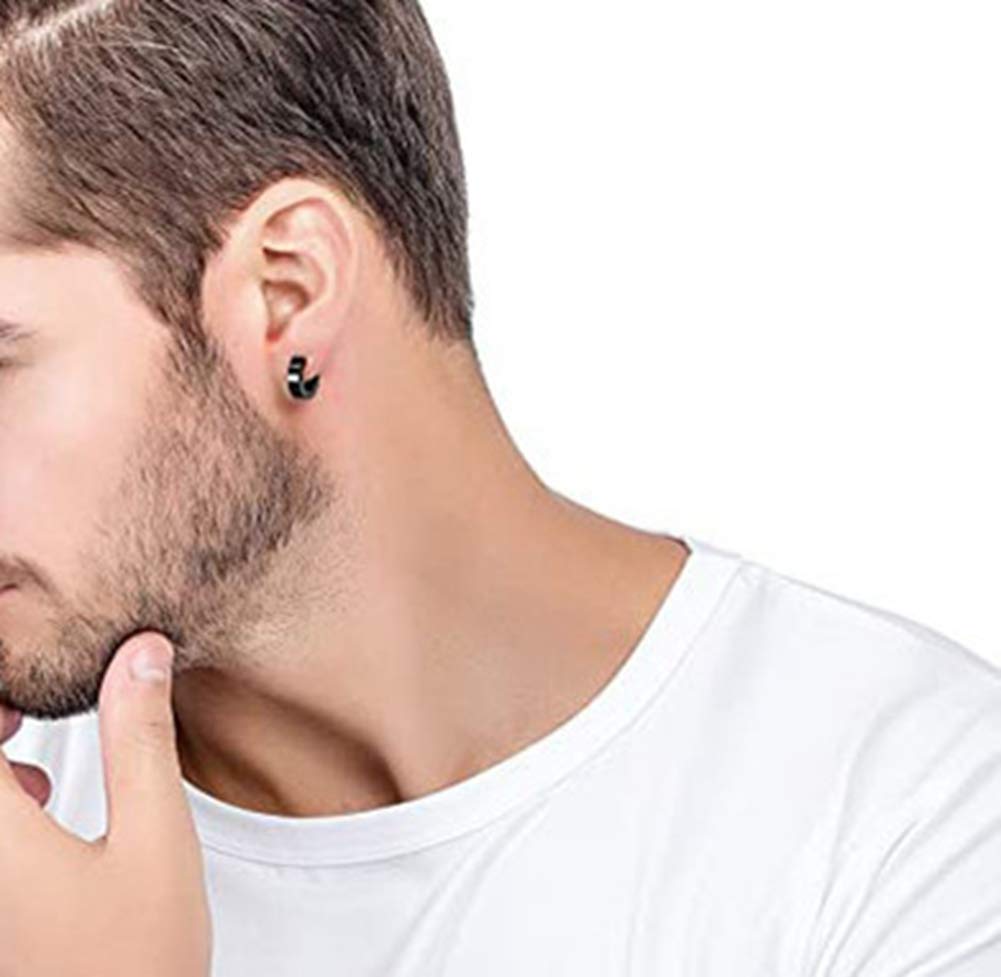3 Pairs Non-Piercing Earrings for Mens Womens Stainless Steel Clip On Hoop Earrings
