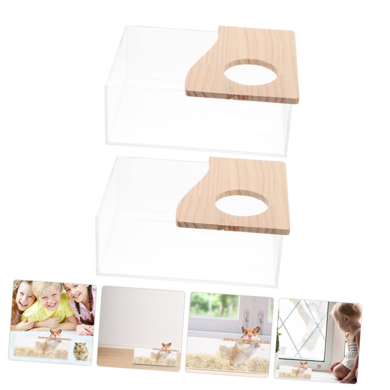 WOONEKY Chinchilla Bath Toy Bin Acrylic Small Chinchilla Bathtub Multi-Function Cage Box Easy Clean Design
