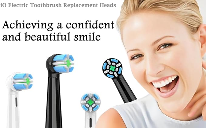 IO Replacement Brush Heads Compatible with Oral B iO Series 2-10 Electric Toothbrushes (3Black+3White, 6 PCS)