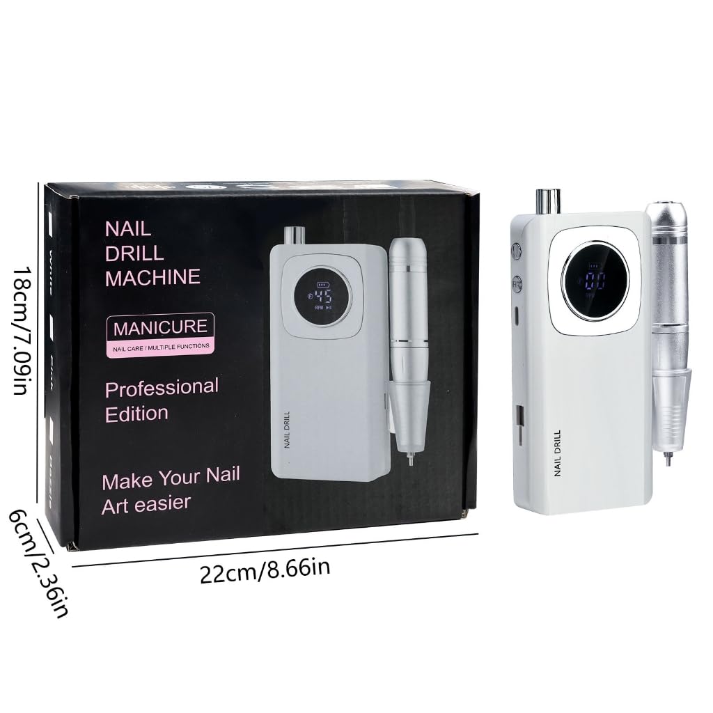 URTERYSER Nail Drill Machine, Electric Files Rechargeable Drill 45000RPM Drill Machine for Acrylic and Gels Nails Electric Manicures (Pink)