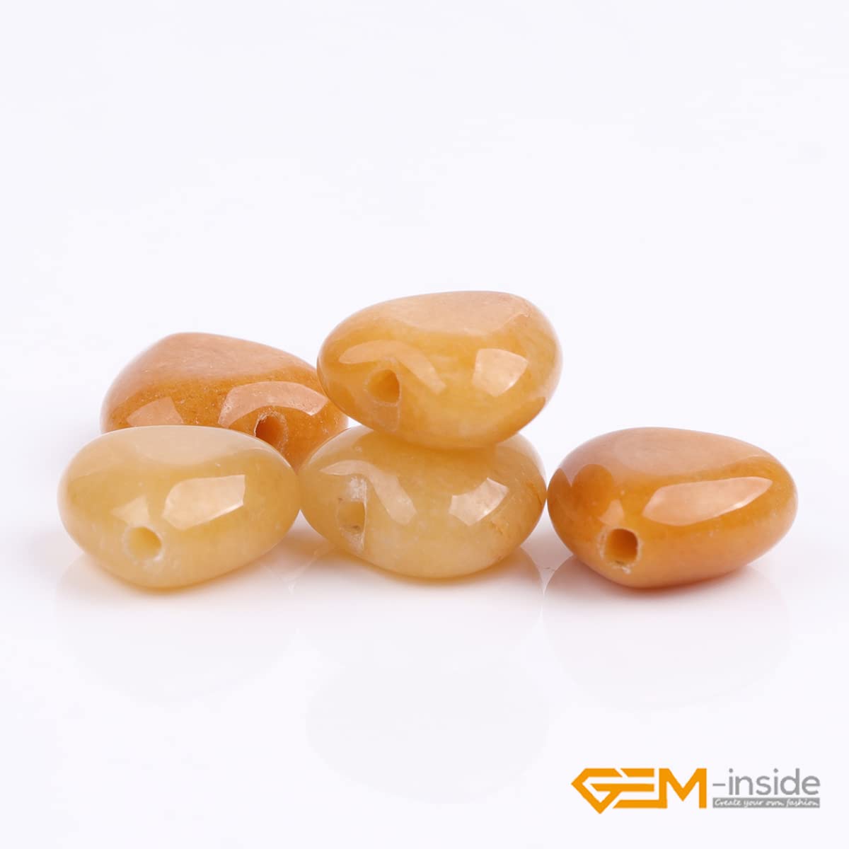 GEM-Inside 10mm Heart Charms Natural Yellow Orange Aventurine Jade Stone Beads for Jewelry Making Full 15" Strand Power Energy Healing Chakra Stone Beads