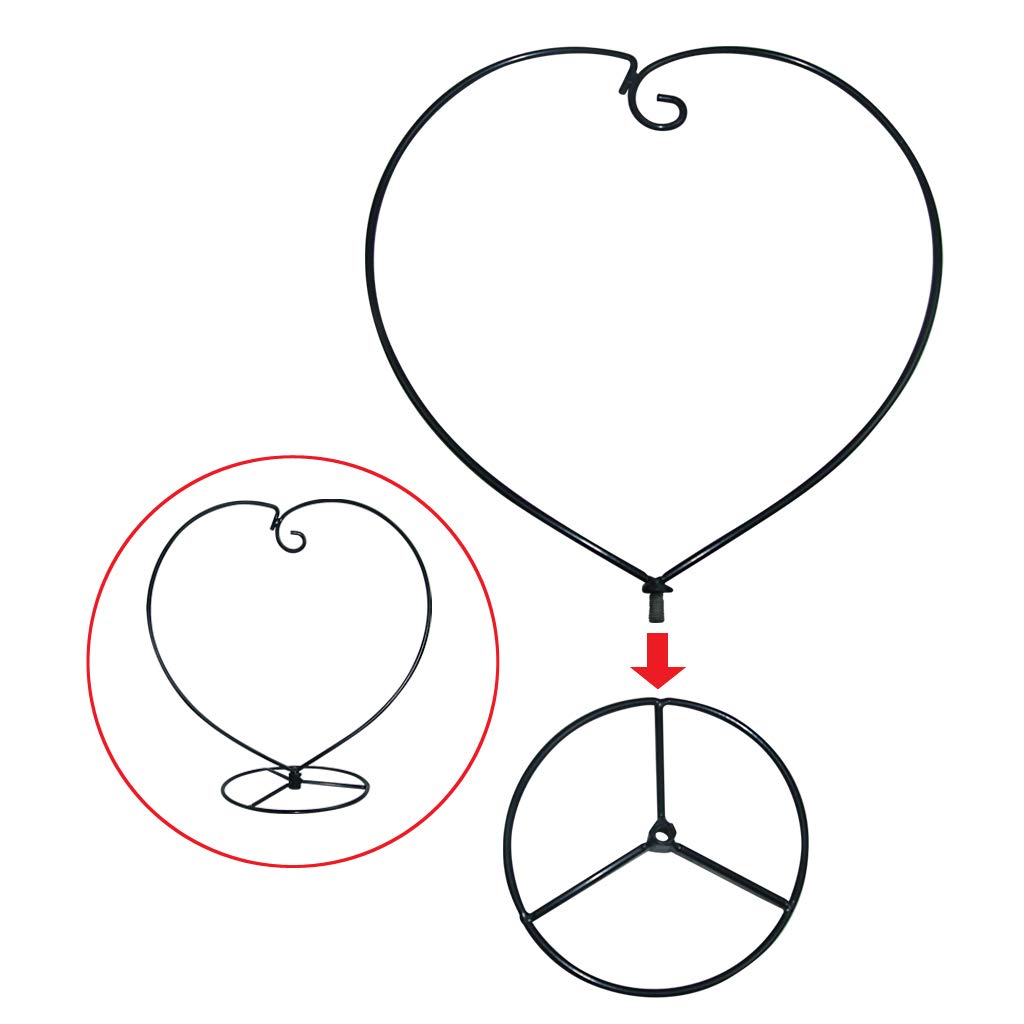 MOCOUM Ornament Display Stand, Iron Glass Ball Ornament Holder Stand for Hanging Plants, Hanging Terrarium Stand for Christmas Wedding Ornament, Home Office Decor (5pcs Black Heart Shaped)