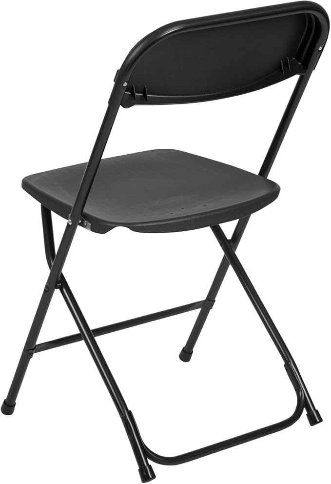 Flash Furniture Hercules Series Plastic Folding Chairs for Parties and Weddings, Stackable Commercial Event Seats with 650-lb. Static Weight Capacity, Set of 4, Black