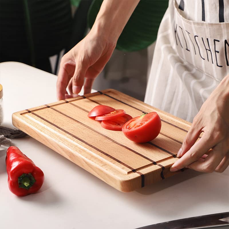 Premium Solid Wood Cutting Board for Steak & Pizza - 13"x9"x0.8" Chopping Block for Kitchen & Restaurant, Perfect for Meat Preparation and Serving