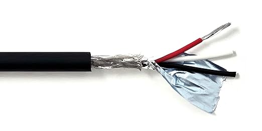 KWANGIL 3C 22AWG AMSB Shielded Cable Wire (UL2464) - Highly Flexible Str TC, PVC Ins, OS+TC BRD, PVC JKT for CNC Machine, Stepper Motor, VFD Spindle (Matte Black 25FT)