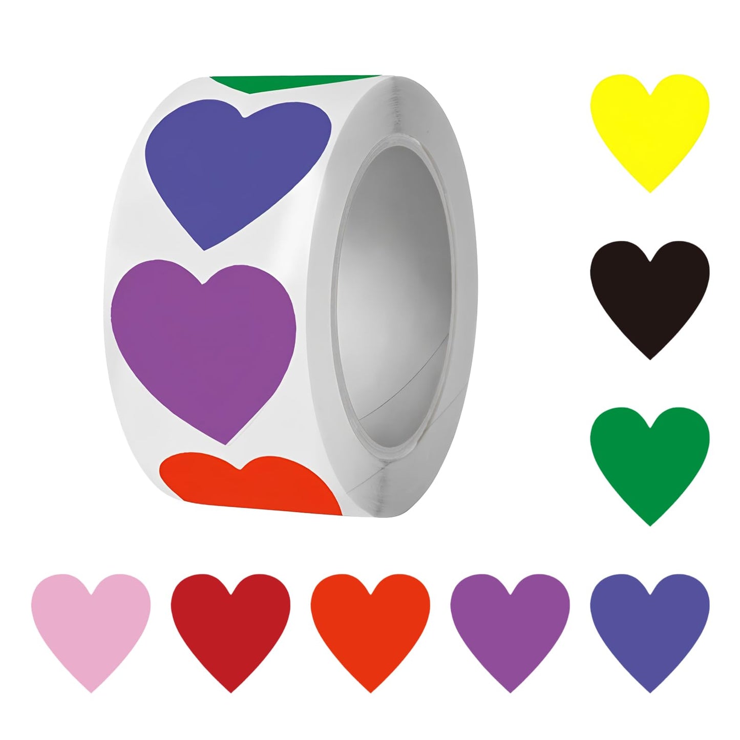 Yucenora 500 Pcs Heart Stickers, 1 Inch Colorful Cute Love Labels for Envelopes, Wedding, Crafting, Scrapbooking, Gift Card (Multicolor)